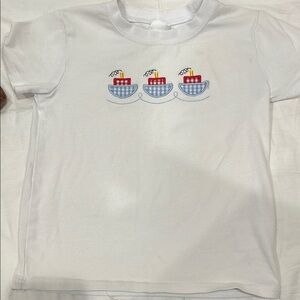 White Kids T-Shirt with Boat Design